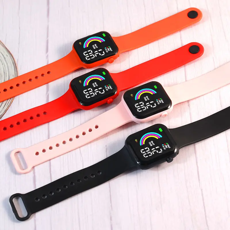 Student Elektronische Horloge Goedkope Siliconen Verlichting Sport Kind Led Horloge Voor Kinderen Digitale Horloges