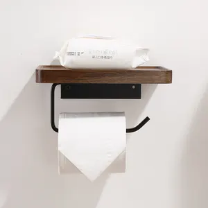 Porte-papier hygiénique en bois avec étagère Porte-rouleau de papier hygiénique Porte-rouleau de papier hygiénique