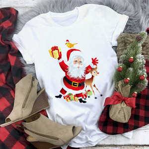 2025 Ra mắt của mô hình mới phụ nữ in T-Shirt Santa Deer mô hình phụ nữ t-shirt tùy chỉnh in T-Shirts - Product Image 4