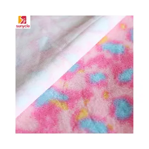 Textile Tie Dyed Single Side Suede Bonded Printed Brushed Material Faux Fur Pv Fleece Fabric