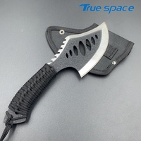 Couteau à lame fixe en acier inoxydable avec surface hautement polie. Convient aux deux mains. Poignée en corde de nylon noire