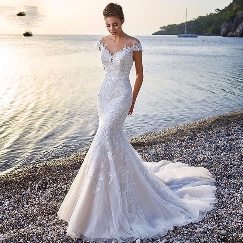 fishtail backless wedding dress Bridal Gown SIZE:8 court train badge:Exclusive Francoise | Black Cowl