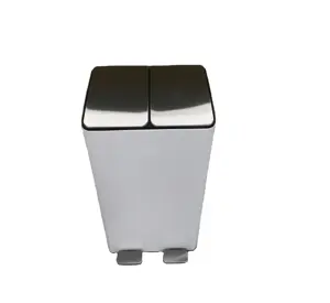 Stainless steel double indoor kitchen trash can recycling pedal bins