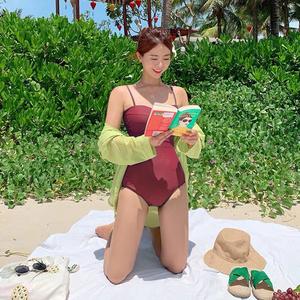 Женский слитный купальник с пуш-ап в Корейском стиле, 2022 однотонный купальник с высокой талией, Женский Монокини, пляжная одежда - Product Image 6