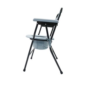 Chaise d'aisance pliable en plastique gris <span class=keywords><strong>avec</strong></span> <span class=keywords><strong>accoudoirs</strong></span> <span class=keywords><strong>pour</strong></span> <span class=keywords><strong>personnes</strong></span> <span class=keywords><strong>âgées</strong></span> handicapées - Product Image 4