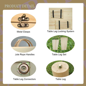 Table de pique-nique en pin portable de style boho pour la plage en plein air, barbecue, camping-décoration intérieure, table de pique-nique printanière en plein air, <span class=keywords><strong>idée</strong></span> cadeau - Product Image 2