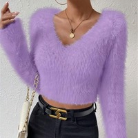 Pull en tricot torsadé respirant à col en V de style coréen pour femmes, longueur courte