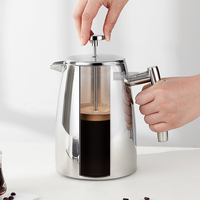 Cafetière à piston moderne en acier inoxydable 304 à double paroi, écologique, multi-capacités, avec poignée isolée thermiquement