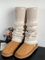 Jambières tricotées vert foncé vintage pour femme - Chaussettes thermiques d'hiver avec design évasé et paillettes contrastées