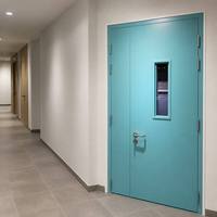 Porte double coupe-feu certifiée WH en acier, 20-180 minutes, avec vitre de vision interne, pour appartement, bureau, bâtiment commercial