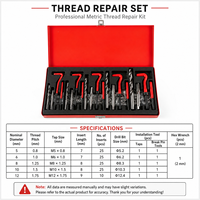 131PCS Thread Repair Kit Helicoil M5-M12 Metric Thread Repair Kit Thread Insert Tool Set Tap Drill Bit Installation Repair Kit