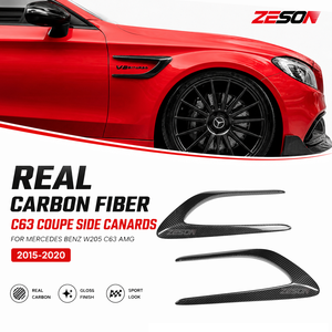 Aérations latérales de garde-boue en fibre de carbone véritable ZESON pour Mercedes-Benz Classe C W205 C63 Coupé Berline Gauche Droite 2015-2021 - Product Image 1