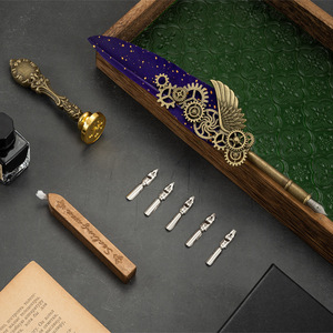 Juego de regalo de pluma de inmersión de pluma de estilo europeo Vintage con tinta 5 Nib Love Pen Holder caja de regalo para regalos de Promoción de Empresa - Product Image 3