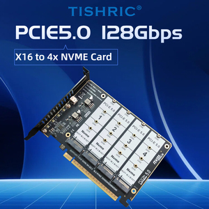 Tarjeta de Expansión TISHRIC PCIE 5.0 X16 NVME M.2 <span class=keywords><strong>MKEY</strong></span> SSD RAID, Adaptador de Matriz SSD de 4 Bahías, 128Gbps, para Placa Base, Compatible con SSD 2230/42/60/80 - Product Image 2