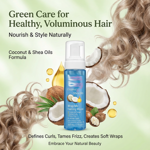 Mousse coiffante pour boucles à l'huile de coco et au beurre de karité, biologique, sans cruauté, hypoallergénique, anti-frisottis, tenue forte, pour cheveux normaux - Product Image 2