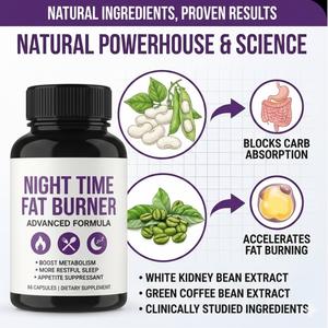 맞춤 라벨 천연 흰 강낭콩 그린커피 추출물 슬리밍 캡슐 야간 체중 감량 지방 연소 허브 추출물 - Product Image 2