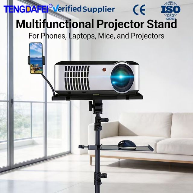 Universal Foldable Projector Stand for Phones, Mice & PCs - Adjustable Portable Floor Tripod for DIY AV Mini Projector