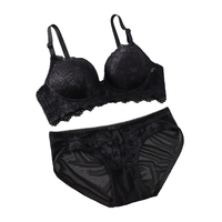 Ensemble de lingerie sexy pour fille avec dentelle froncée sur la poitrine, sans armatures, soutien-gorge sans couture respirant et culotte taille haute écologique avec logo