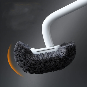 Cepillo de inodoro de mango largo con cerdas suaves y mango en forma de L, sin rincones muertos, limpiador de PP montado en la pared para cocina y baño. - Product Image 3
