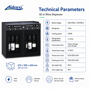 Dispensador <span class=keywords><strong>de</strong></span> Vino Comercial AIDEWO SC-6 <span class=keywords><strong>de</strong></span> Acero Inoxidable <span class=keywords><strong>con</strong></span> Enfriamiento por Compresor, Sistema <span class=keywords><strong>de</strong></span> Dispensación y Conservación <span class=keywords><strong>de</strong></span> 6 Botellas para Bares - Product Image 3