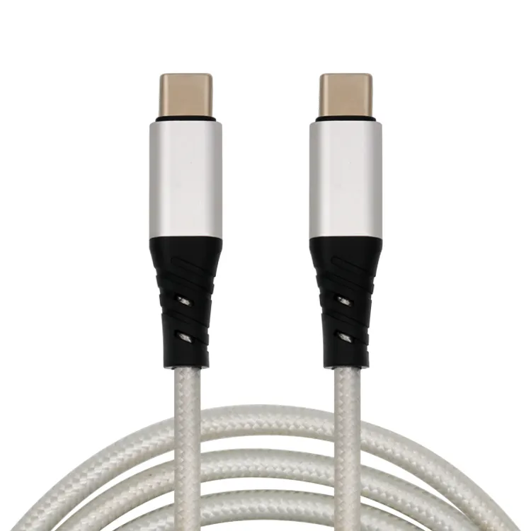 Yüksek kaliteli naylon USB tip C kablo hızlı şarj cep telefonu şarj 60W USB c-c veri kablosu