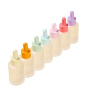 Flacon en verre pulvérisateur de 30 ml, vide, coloré, dépoli, cylindrique, à épaule plate, estampé à chaud, avec compte-gouttes à bulbe en caoutchouc, pour sérum et huile essentielle