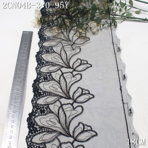 <span class=keywords><strong>Pizzo</strong></span> Bordato Ricamato Larghezza 18cm, Morbido <span class=keywords><strong>Pizzo</strong></span> <span class=keywords><strong>Nero</strong></span> Ricamato con Fiori <span class=keywords><strong>in</strong></span> Filo Metallico Lucido per Abiti da Donna - Product Image 2