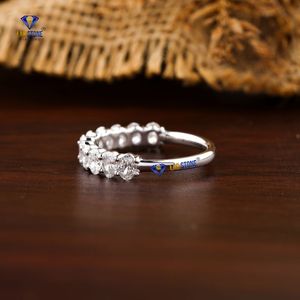 1,10 TDW Oval Half Eternity Diamond Band Anillo de compromiso de oro blanco de 18 quilates Cvd/Hpht Diamond Jewelry - Product Image 3