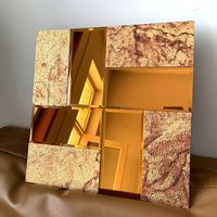 Ubin Mosaik Kaca Emas 300x300mm Persegi Tahan Air dengan Desain Model 3D
