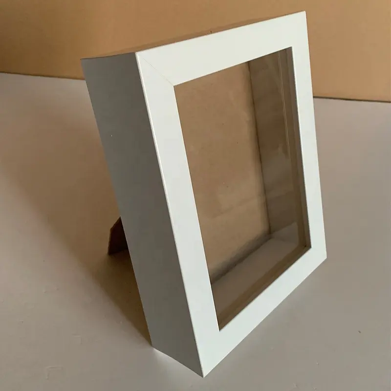Caja de sombra con imagen colgante de vidrio, marco de caja de sombra blanca, 8x10