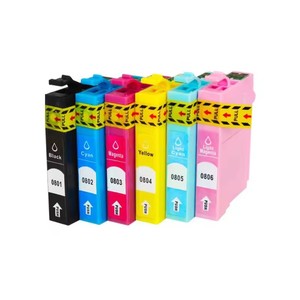 <span class=keywords><strong>Cartouche</strong></span> d'encre compatible T0801 pour imprimante <span class=keywords><strong>Epson</strong></span> T0801-T0806 Stylus Photo <span class=keywords><strong>P50</strong></span> T59 R265 R270 R285 R290 R360 RX560 RX585 RX610 - Product Image 1