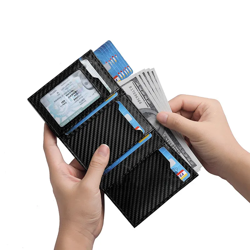 Dompet pria, Microfiber Rfid Pop Up dompet dengan saku koin memblokir aluminium Slot kartu kredit pemegang kartu dompet pria