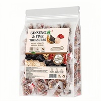 Thé aux cinq trésors de ginseng premium pour la vitalité et l'énergie des hommes, mélange d'herbes, sachets de thé pyramidaux, OEM, marque privée, sans sucre