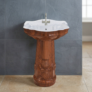 Lavabo sur pied moderne en céramique noir et blanc à motif zèbre Vitrossa pour salle de bain - Product Image 3