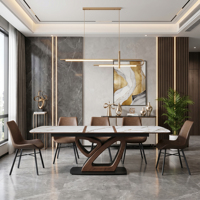 Meubles de salle à manger, table à manger extensible multifonctionnelle en bois et pierre frittée