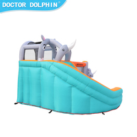 Château gonflable pour enfants, petit toboggan gonflable mignon en forme de rhinocéros, pas cher, pour l'intérieur, Doctor Dolphin