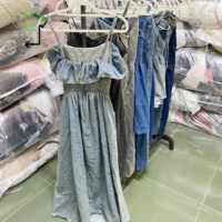 Vestido Halter de Mezclilla YIJIAYI de Segunda Mano al Por Mayor para Mujer, Poliéster/Algodón, Alta Calidad, a la Moda, Chino