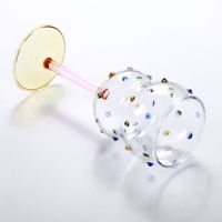Vente en gros d'usine, gobelet en verre transparent à pois colorés, nouveau design, soufflé à la main, pour l'eau et le vin