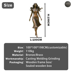 Bahçe Dekorasyonu İçin Özel Yapım Metal Gerçek Boyutta Açık Hava Bronz Figür Yürüyen Heykeller - Product Image 2
