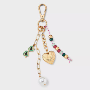 2025 New 18K Vàng Brass Keychain DIY Phong Cách Thiết Kế Ngọc Trai Hạt Trái Tim Mặt Dây Chuyền Rhinestone Liên Kết Chuỗi Điện Thoại Quyến Rũ Túi Chuỗi - Product Image 2