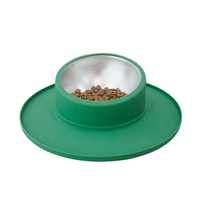 Bol pour animaux de compagnie en silicone et acier inoxydable à double usage, antidérapant et étanche, facile à nettoyer, portable pour chiens et chats