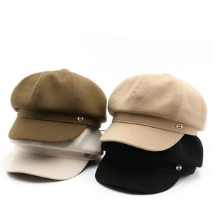 Gorra de moda de otoño e invierno con diseño de colores sólidos personalizados al por mayor, Boina de estilo francés, sombrero para mujer, venta al por mayor de 2017 - Product Image 1