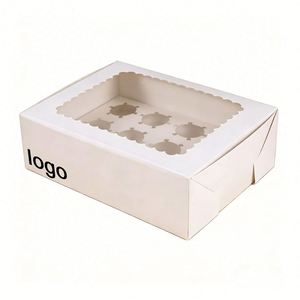 Clear Window Kraft <b>Paper</b> Bakery Boxes White Cardboard Cupcake & Cake Container with Pastry Sweet Muffin for Food Use - Product Image 1