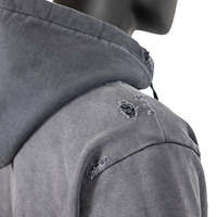 Sweat-shirts à capuche pour hommes en coton épais, gris anthracite délavé, avec motif roche, effet vieilli, style streetwear, personnalisés