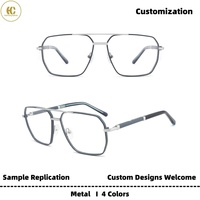 Monture de lunettes optiques métalliques pleine monture de haute qualité, style pilote, double pont, personnalisable pour usage quotidien OEM/ODM