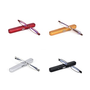 Slim <strong>Mini</strong> Pocket <strong>Reading</strong> <strong>Glasses</strong> with Case Spring Hinges Metal Frame for Mens/Womens 1.0 1.5 2.0 2.5 3.0 4.0 <strong>Reading</strong> Power - Product Image 4