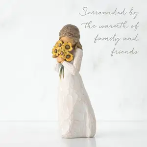 Resin Girl Statue With yellow sunflowers hand-painted figure for girl women Friend Family Birthday gift home decor