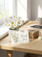 Tarjetas de Agradecimiento con Diseño de Margaritas en Acuarela Impresas Personalizadas con Sobres |   Tarjetas de Felicitación Florales al por Mayor |   Tarjetas de Regalo de Papel Ecológicas