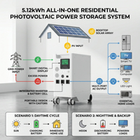Système de stockage d'énergie tout-en-un portable 51,2 V 100 Ah 5 kW, sans taxes, avec onduleur solaire hybride et batterie au lithium