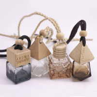 Diffuseur de parfum de luxe pour voiture 6/8/10 ml avec bouchon en bois et cordon réglable, flacon en verre pour rétroviseur, désodorisant